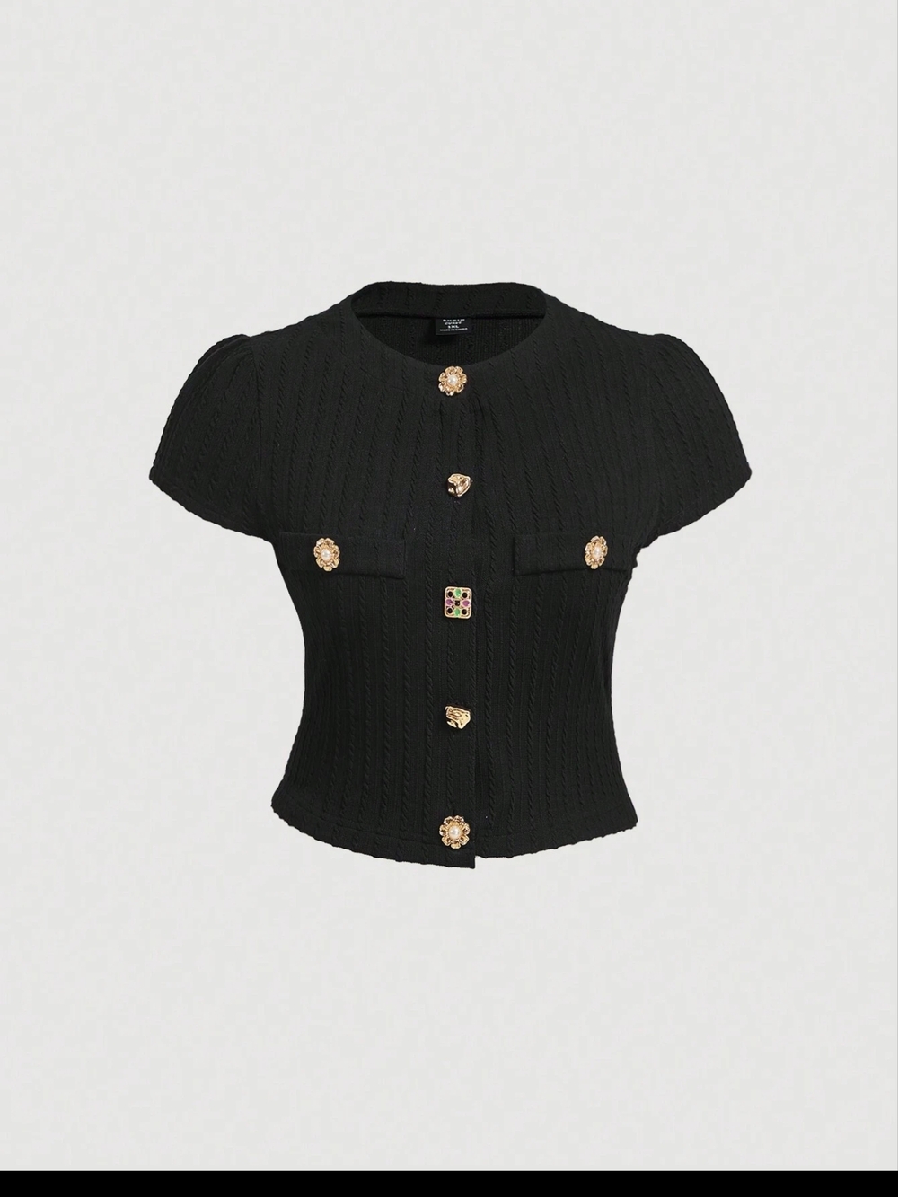SHEIN Black Ribbed Knit Top with Scoop Neck